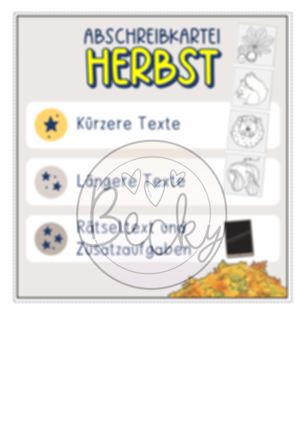 Abschreibkartei Herbst (3-fach Differenziert mit Zusatzaufgaben) – Bild 6