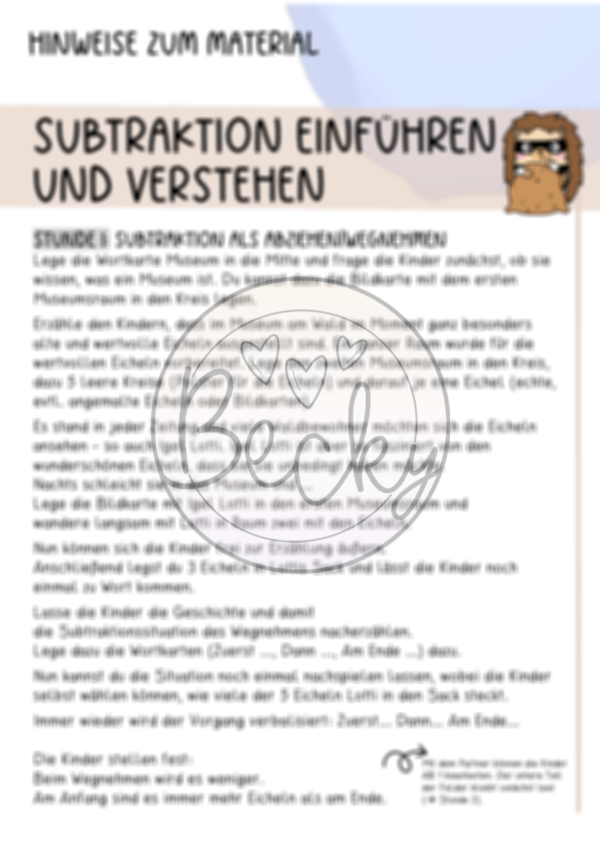 Subtraktion einführen und verstehen in Klasse 1 (Igel Lotti) – Bild 2