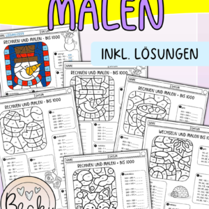 Rechnen und malen (Kopfrechnen ZR 1000, 5 Seiten)