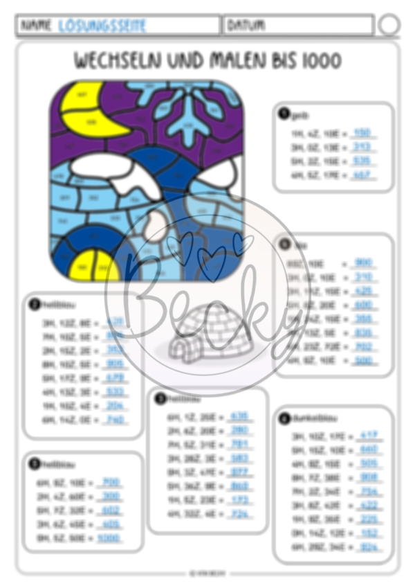 Rechnen und malen (Kopfrechnen ZR 1000, 5 Seiten) – Bild 5
