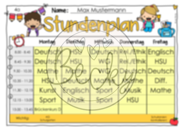Stundenplan Vorlage zum Ausfüllen am Computer – Bild 2