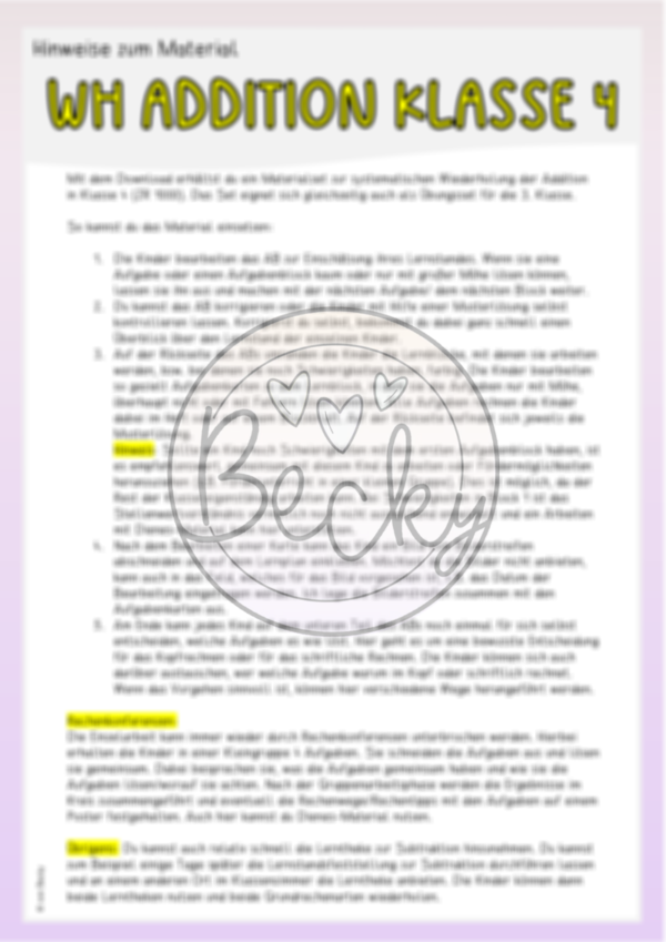 Einstieg Mathe Klasse 4 (Addition, schriftliche Addition) – Bild 2