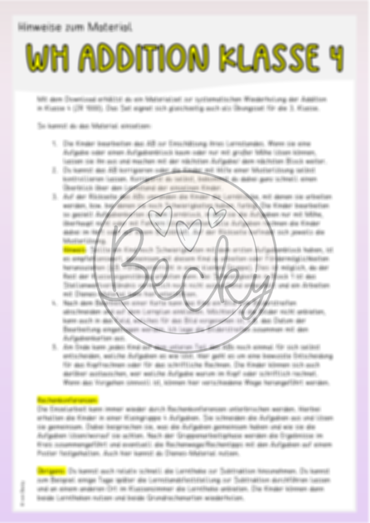 Einstieg Mathe Klasse 4 (Addition, schriftliche Addition) | Becky