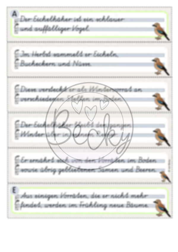 Abschreibstreifen Tiere im Herbst (Abschreiben, Schönschrift) – Bild 5