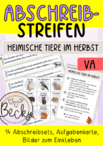 Abschreibstreifen Tiere im Herbst (Abschreiben, Schönschrift)