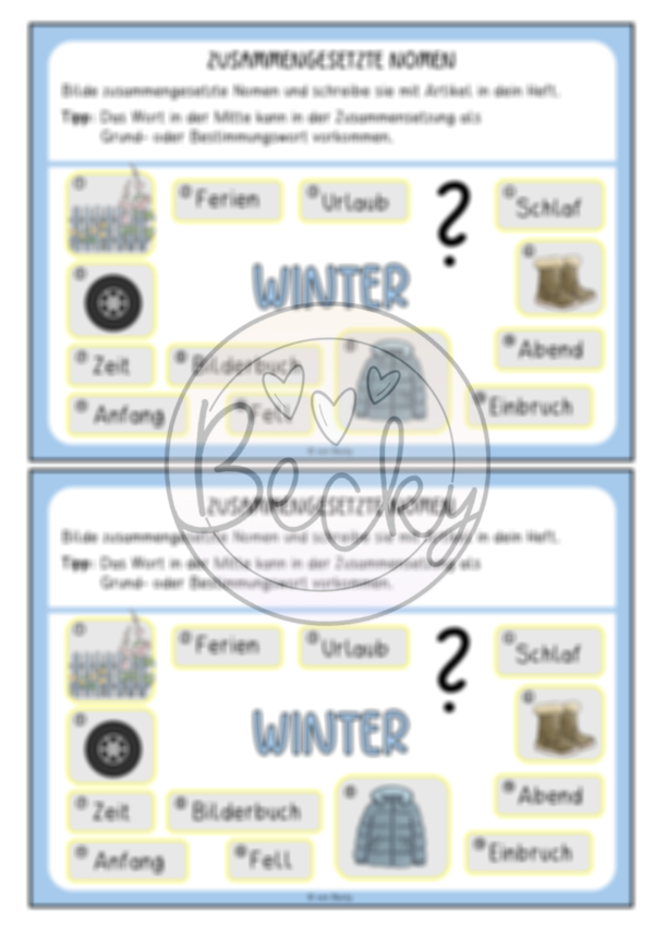 Zusammengesetzte Nomen (14 Übungskarten) – Bild 3