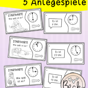Uhrzeit (5 Anlegespiele volle Stunde, Klasse 1)
