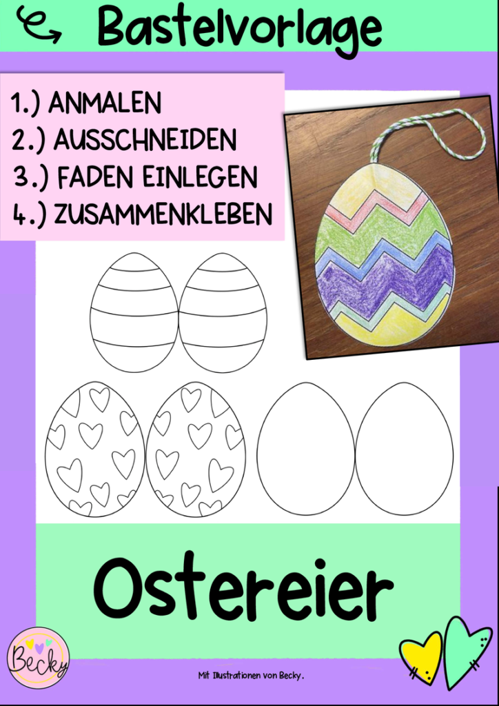 Malvorlage Ostereier I Bastelvorlage Ostern | Becky