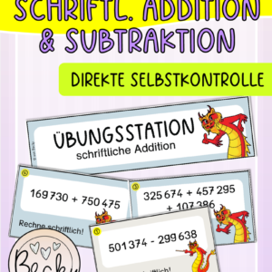 Übungsstationen (schriftliche Addition, Subtraktion ZR Million)