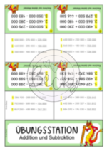Übungsstationen (schriftliche Addition, Subtraktion ZR Million) – Bild 5