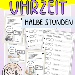 Kleine Kartei zur Uhrzeit (halbe Stunden)