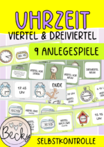 9 Anlegespiele Uhrzeit (viertel und dreiviertel)
