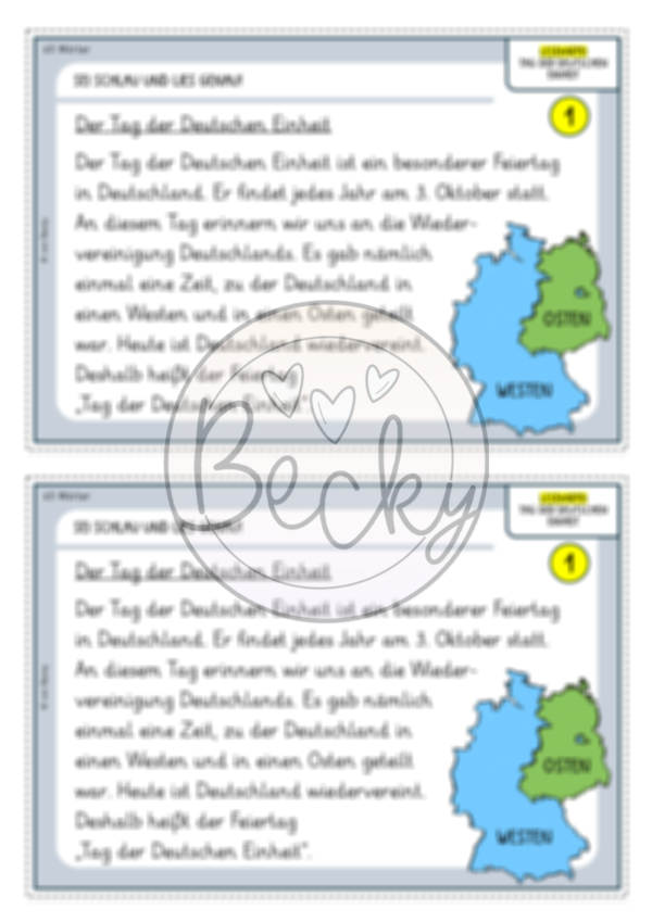 Der Tag der Deutschen Einheit / Wiedervereinigung (Lesekartei) – Bild 2