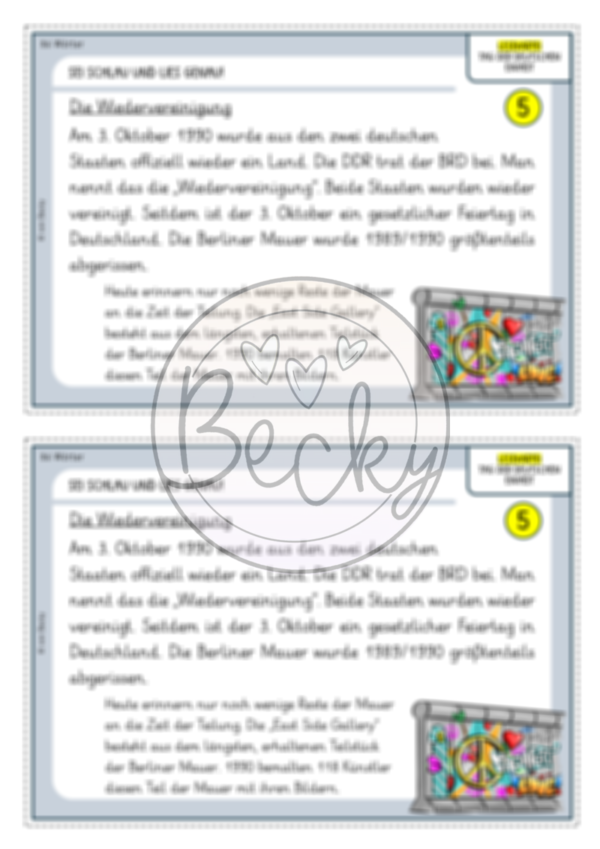 Der Tag der Deutschen Einheit / Wiedervereinigung (Lesekartei) – Bild 6
