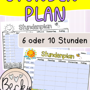 Stundenplan- Vorlage zum Ausfüllen am Computer