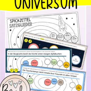 Satzglieder Universum (Spickzettel und Übungskarten)