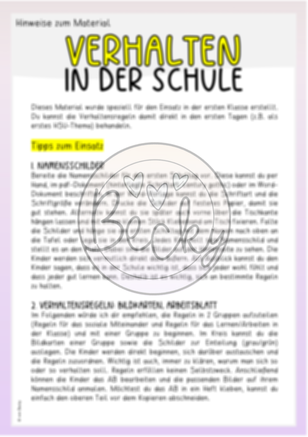 1. Klasse: Klassenregeln, -werte, Verhalten in der Schule (Klasse 1) – Bild 2