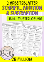 2 Arbeitsblätter schriftliche Addition und Subtraktion
