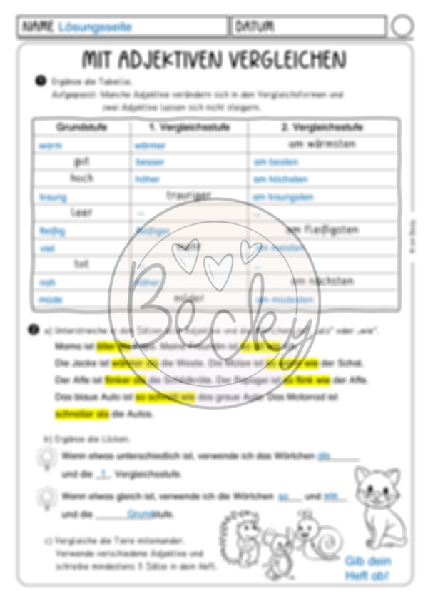 Adjektive - Vergleichsformen, steigern (Klasse 3, 4) – Bild 6