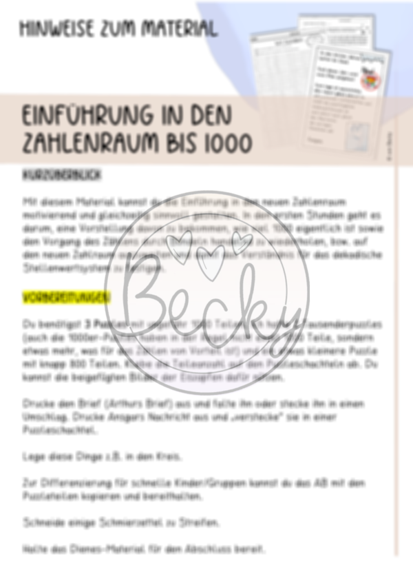 Zahlraumerweiterung 1000 (Einstiegsstunden) – Bild 2