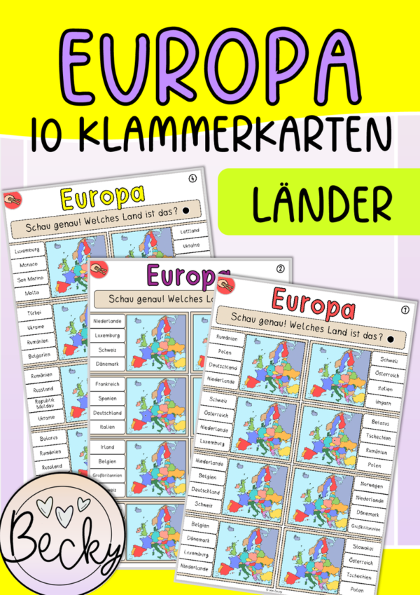 10 Klammerkarten Länder in Europa (Geografie) – Bild 1