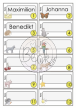 Namensschilder, Etiketten Klasse 1 (Name, Bild, Nummerierung) – Bild 3