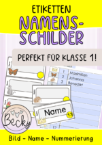 Namensschilder, Etiketten Klasse 1 (Name, Bild, Nummerierung)