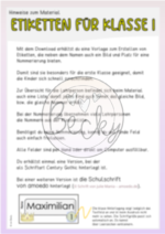 Namensschilder, Etiketten Klasse 1 (Name, Bild, Nummerierung) – Bild 4