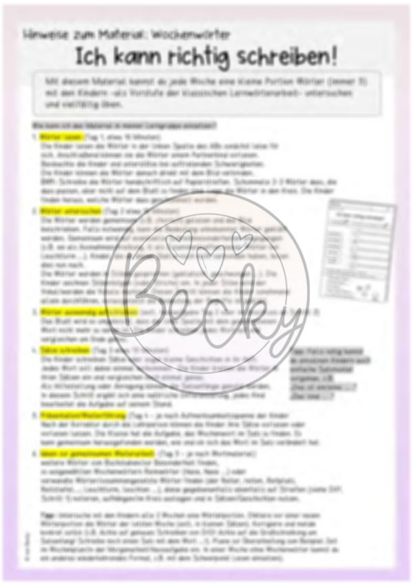Erste Lernwörter Klasse 1 (Wochenwörter) – Bild 2